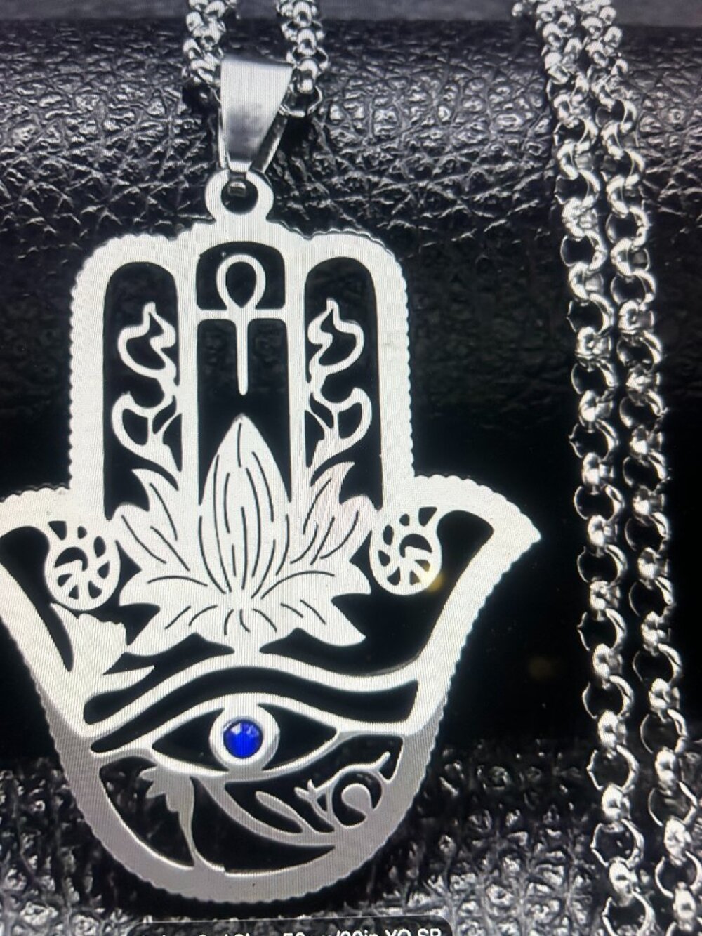 NIB! Hand of Fatima Jewish Hamsa Hebrew Necklace for Women or Men ~ 24"
